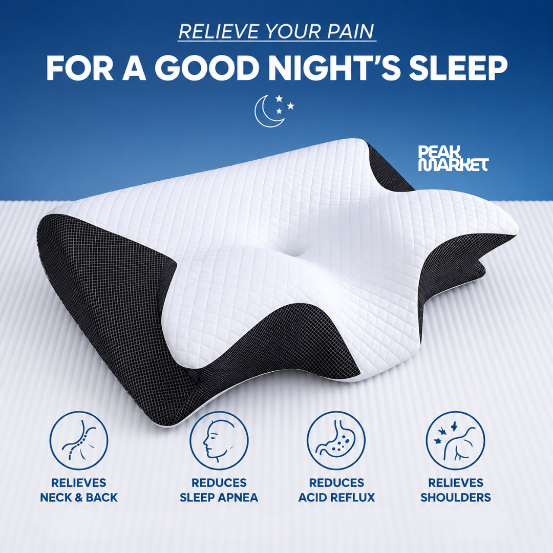 CloudRest™ Ergonomic Contour Pillow — Cooling Memory Foam for Neck & Shoulder Support